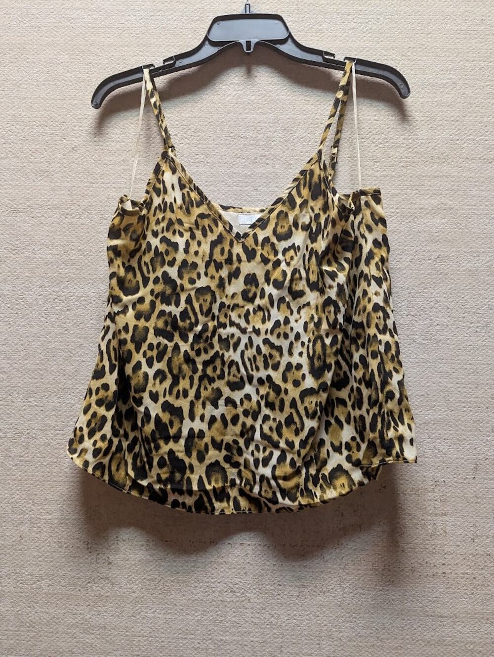 Abound Tan Leopard Camisole VNEck Blouse Tank Top Size Small